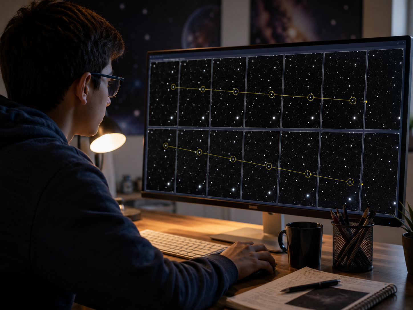Asteroid and telescope imagery